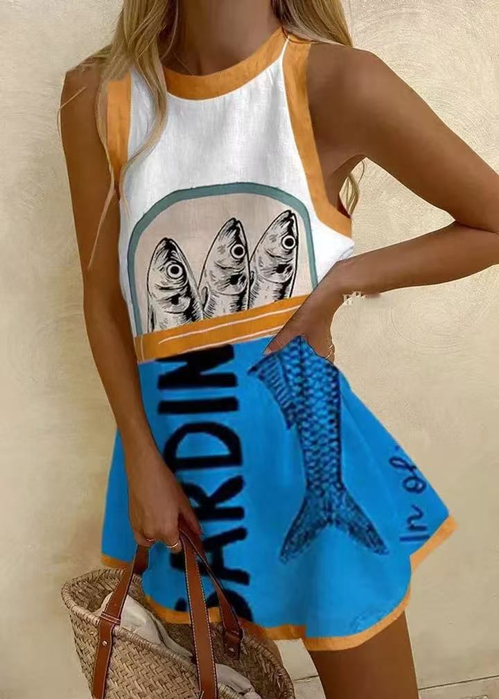 Minikleid | Blauer Druck