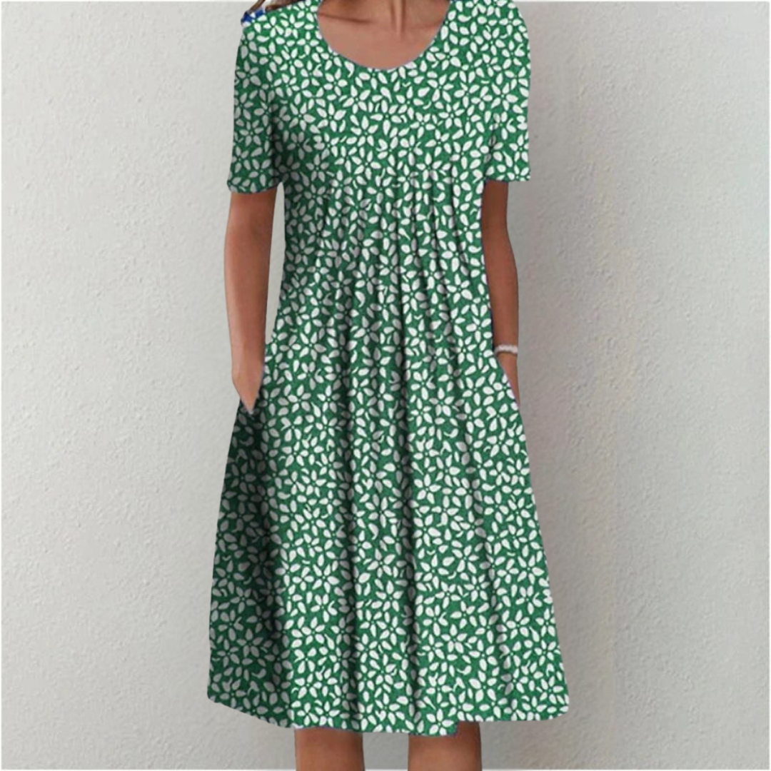 Stilvolles und lässiges Blumenkleid mit Taschen