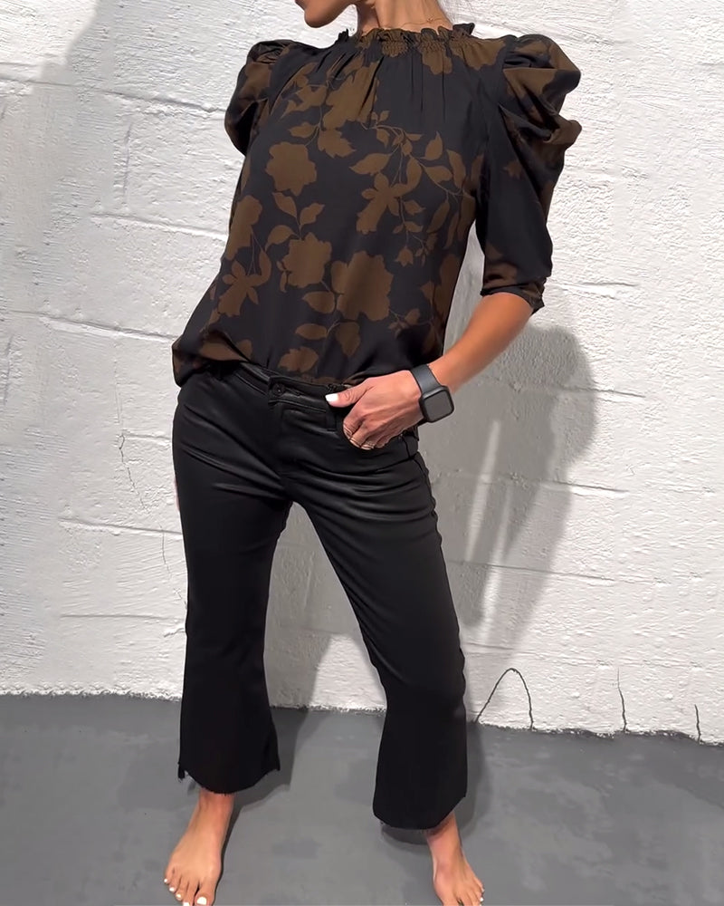 Bluse mit Puffärmeln und Rüschen