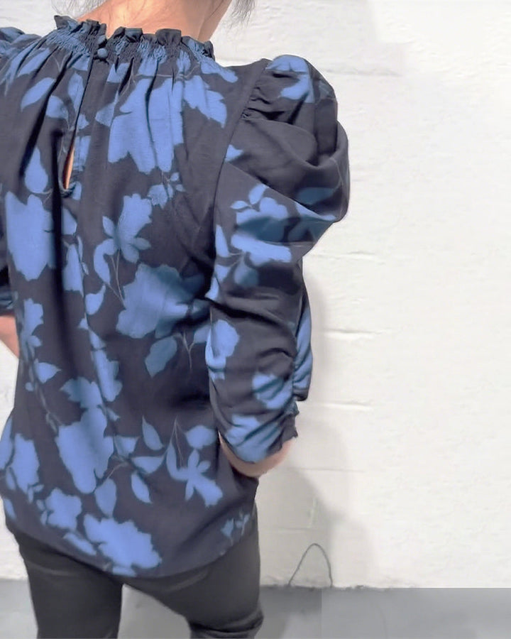 Bluse mit Puffärmeln und Rüschen