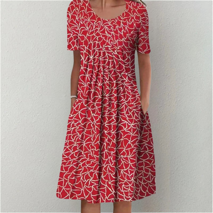 Stilvolles und lässiges Blumenkleid mit Taschen
