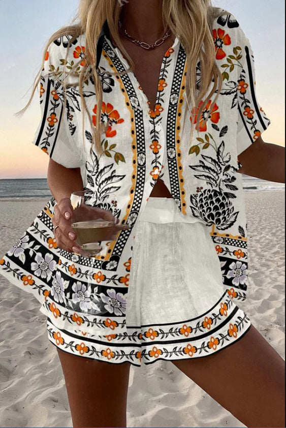 Leinenset | Blumendruck