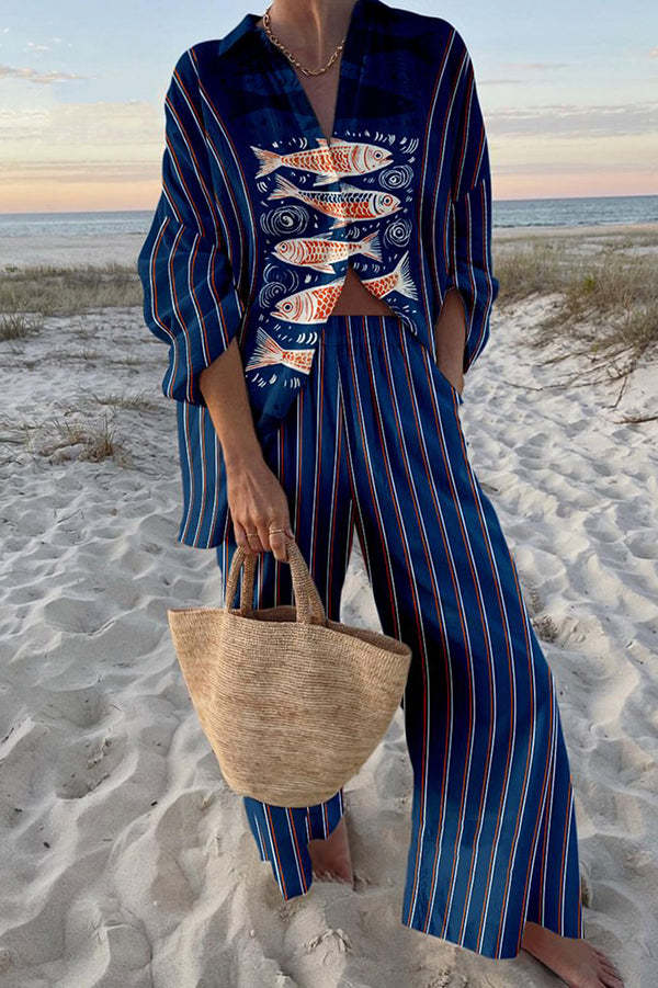 Leinenset | Fischdruck