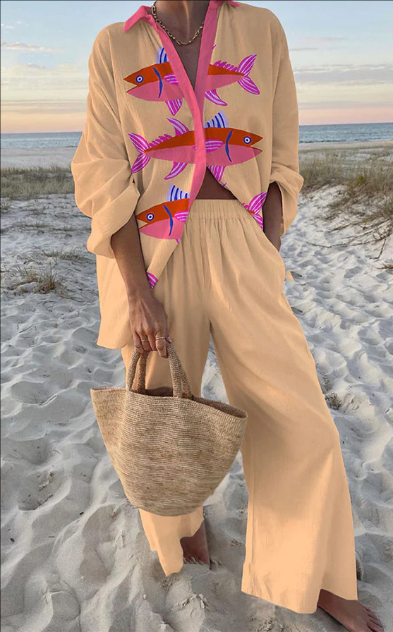 Leinenset | Lachsdruck