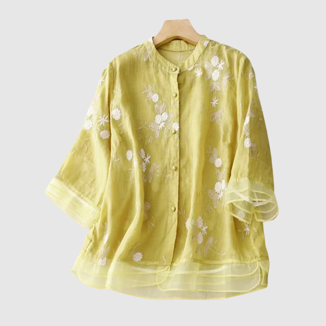 Bluse | Besticktes Leinen